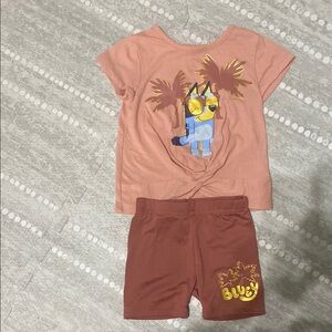 Bluey Kids Matching Set in Peach and Rust